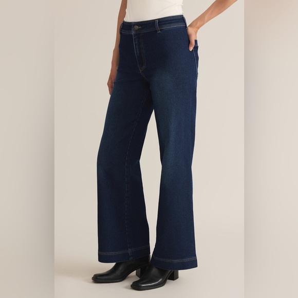 NWT Z Supply Rilynn Wide Leg denim Dark Rinse size 26 - Picture 2 of 4